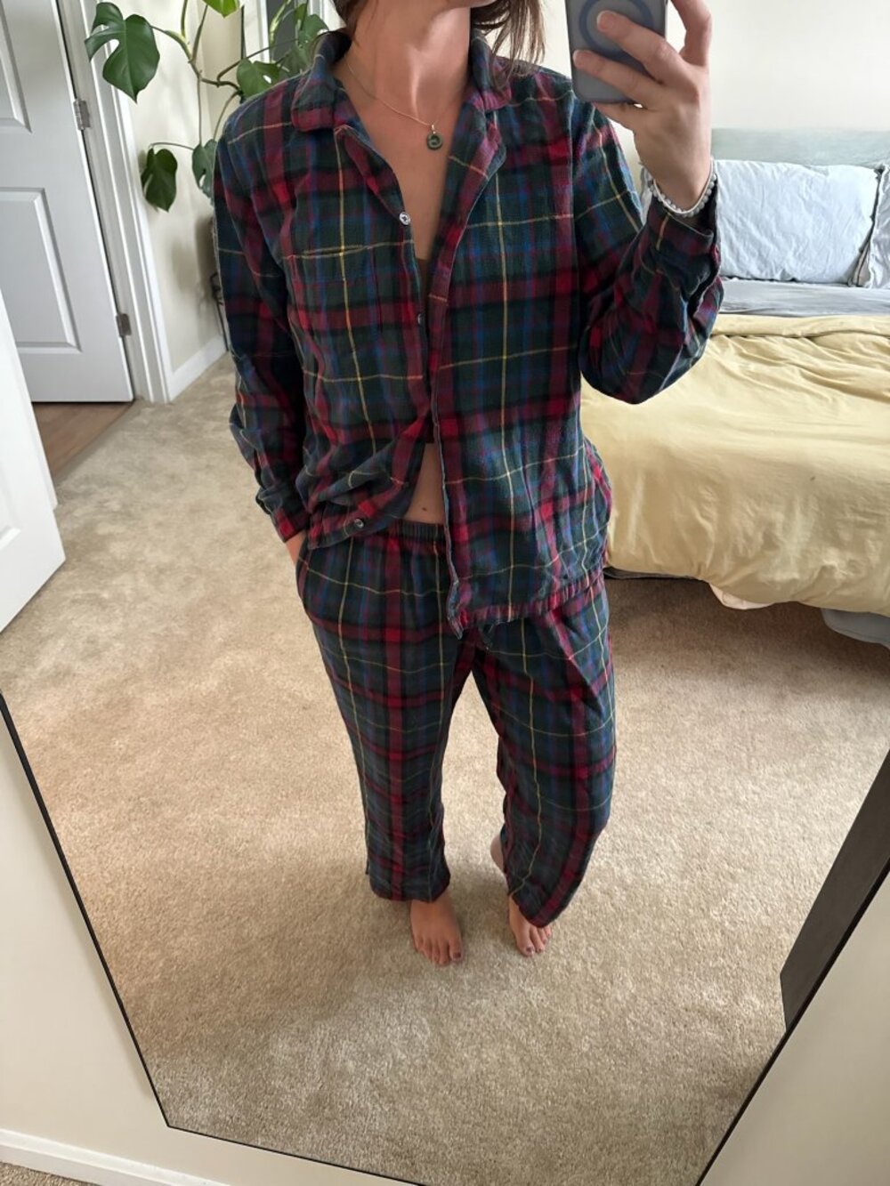 Vintage L.L. Bean Plaid Flannel PJ Set Size Large